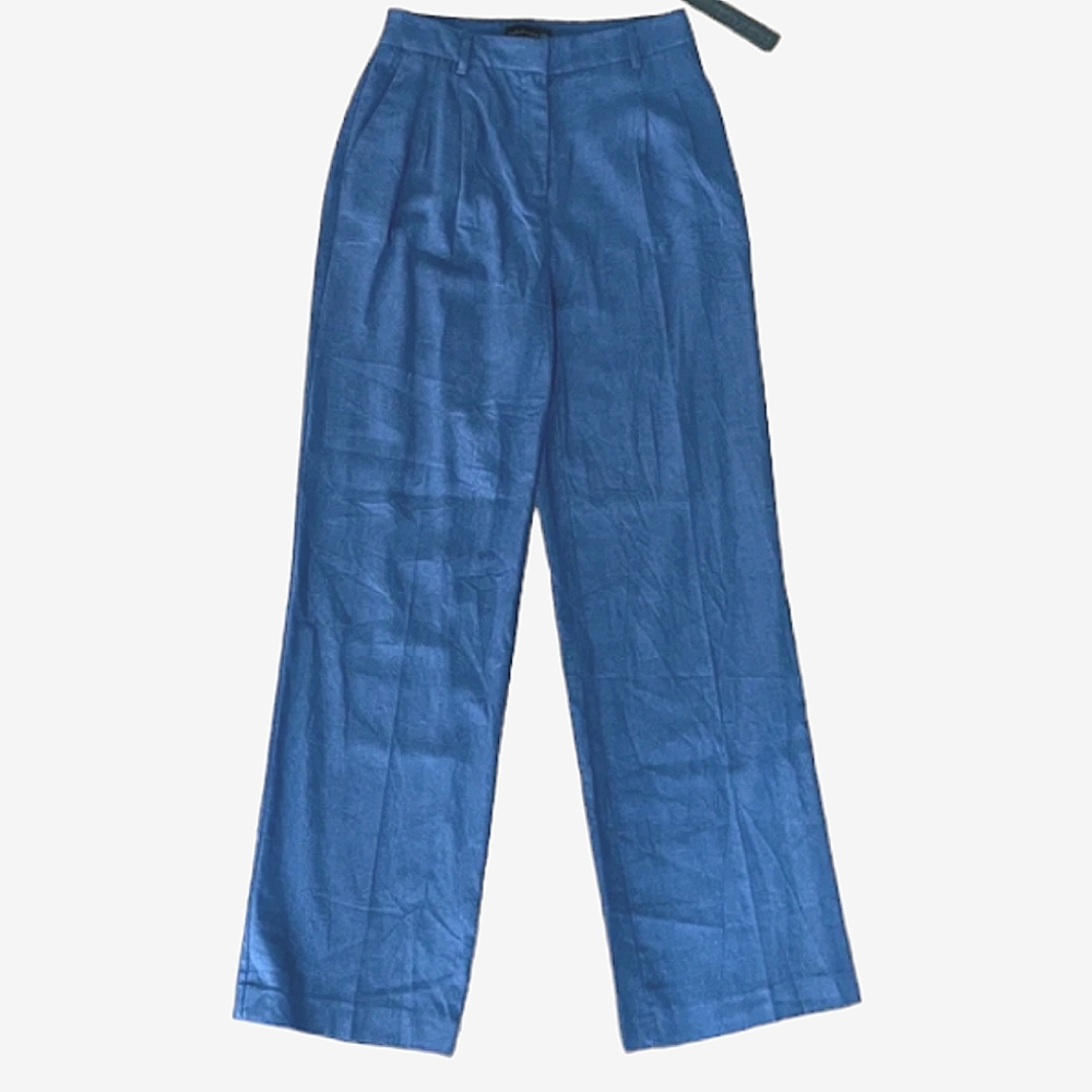 NWT House of Harlow 1960 Linen Wide Leg dark blue pants